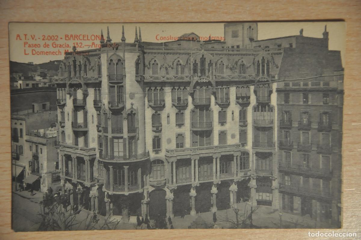 Cartes Postales: postal barcelona, construcciones modernas, paseo de gracia 132, l.domenech montaner, atv 2002
