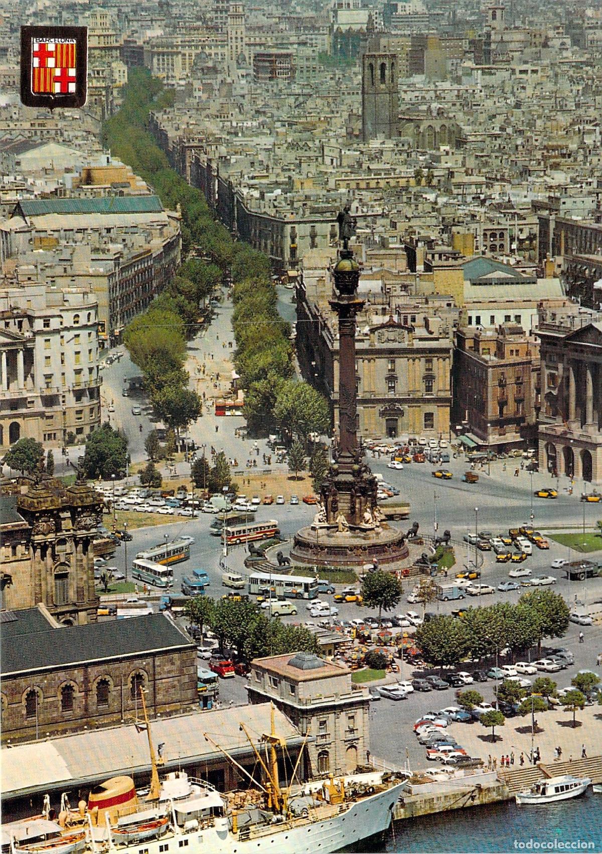 Postales: Postal de Barcelona Monumento a Crist&oacute;bal Col&oacute;n y Vista A&eacute;rea