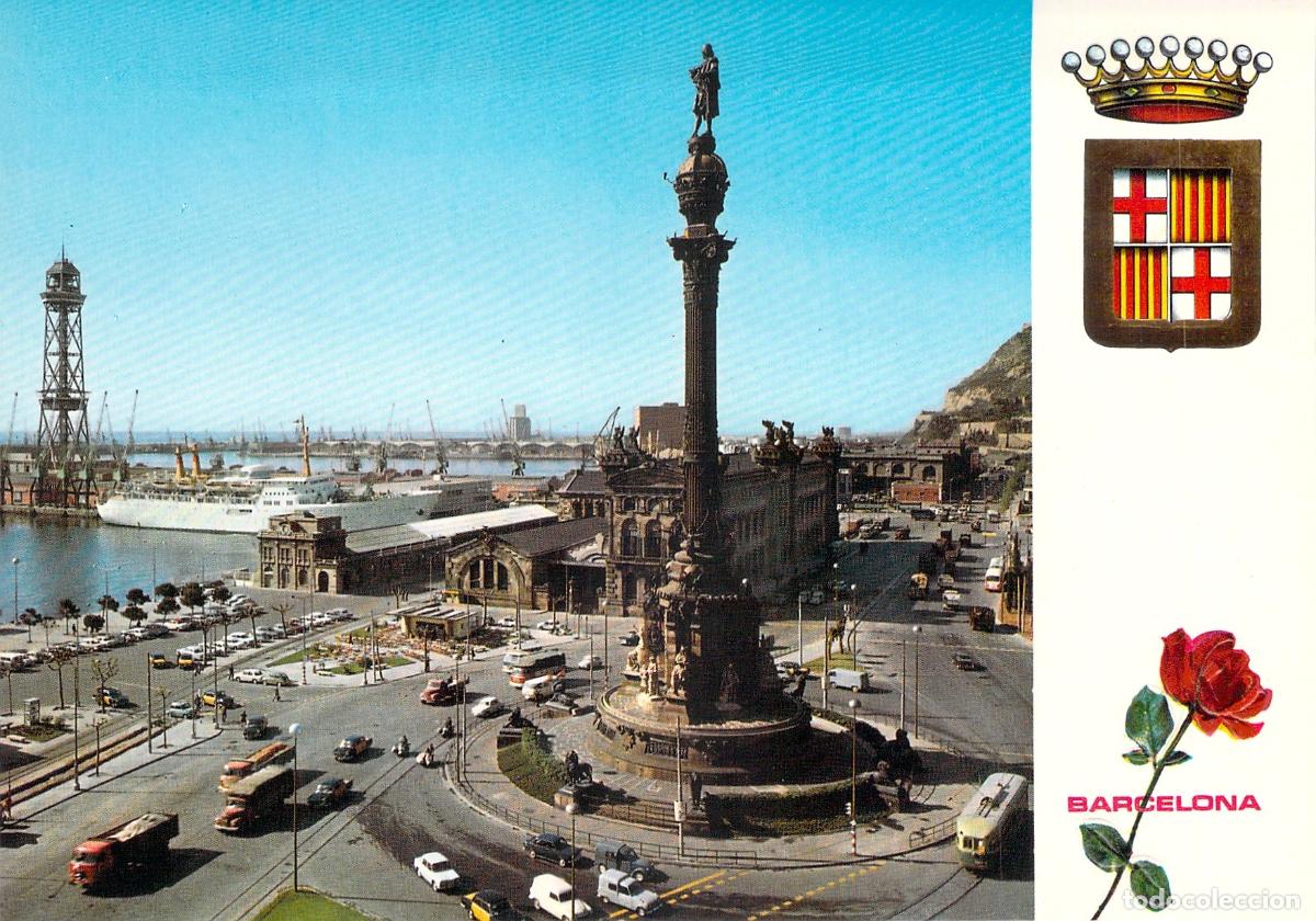 Postales: Postal Barcelona Monumento a Crist&oacute;bal Col&oacute;n Escudo de Oro