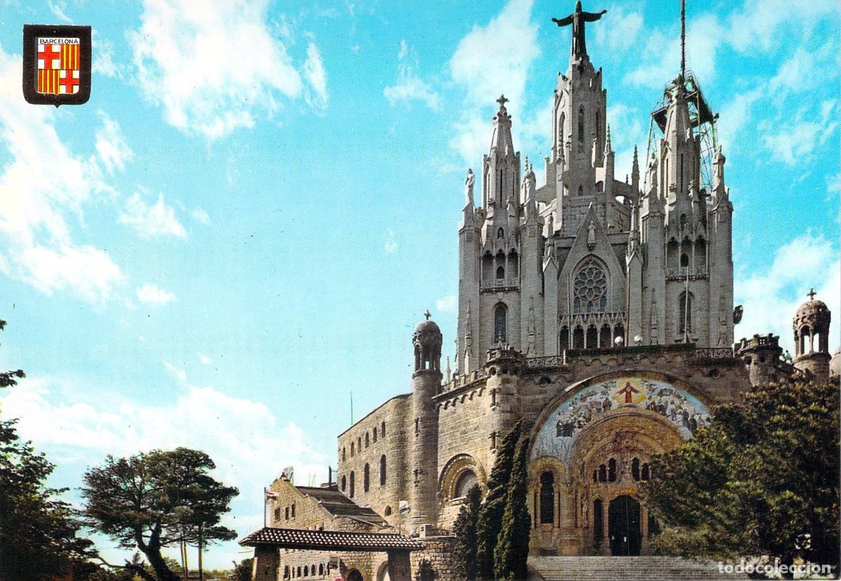 Postales: Postal Barcelona Templo Expiatorio del Tibidabo Sagrado Coraz&oacute;n