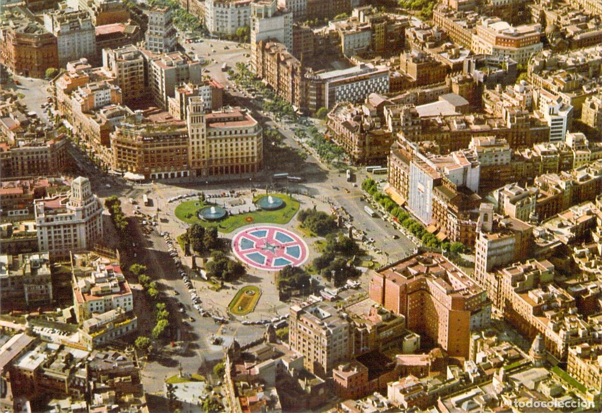 Postales: Postal de Barcelona, Vista A&eacute;rea de la Plaza de Catalu&ntilde;a