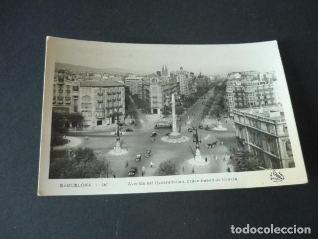Postcards: BARCELONA AVENIDA DEL GENERALISIMO CRUCE PASEO DE GRACIA