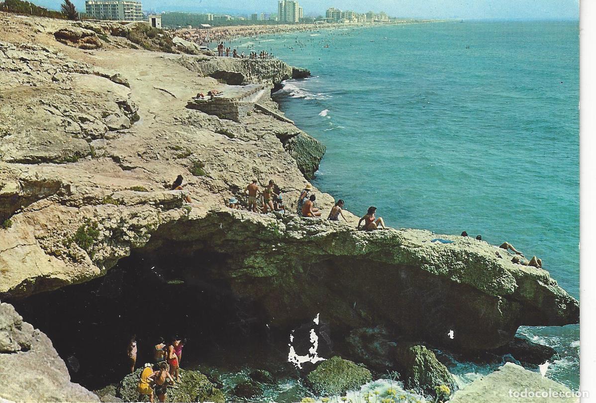 Postales: Postal color antigua de Torredembarra-19 un detalle de la costa (els munts). Chinchilla.