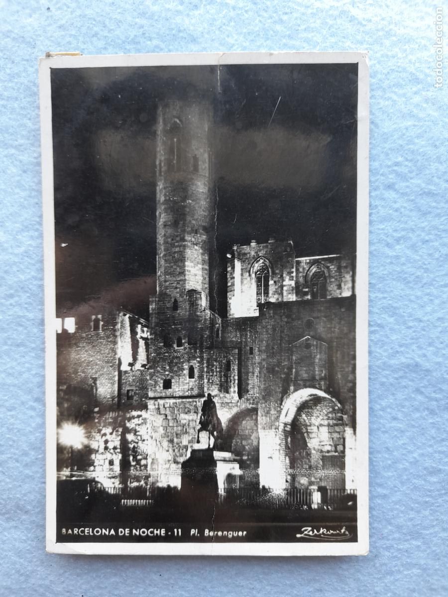 Cartoline: Barcelona de Noche. Plaza Berenguer.