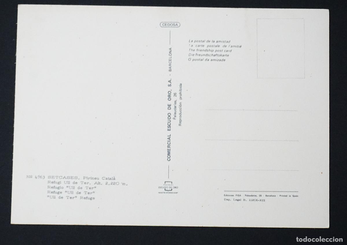 Postales: Setcases, Refugi Ull de Ter, postal sin circular editada el a&ntilde;o 1969 - Foto 2