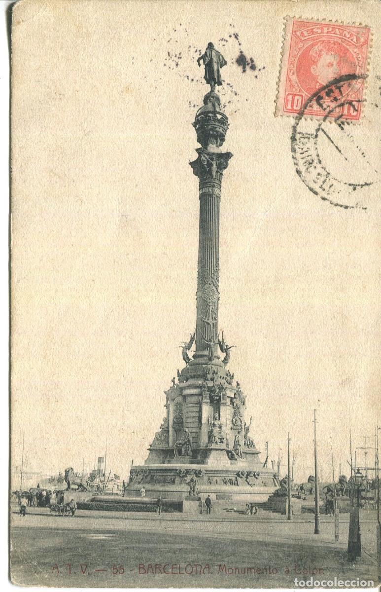 Postcards: BARCELONA- A T V 55- MONUMENTO A COL&Oacute;N