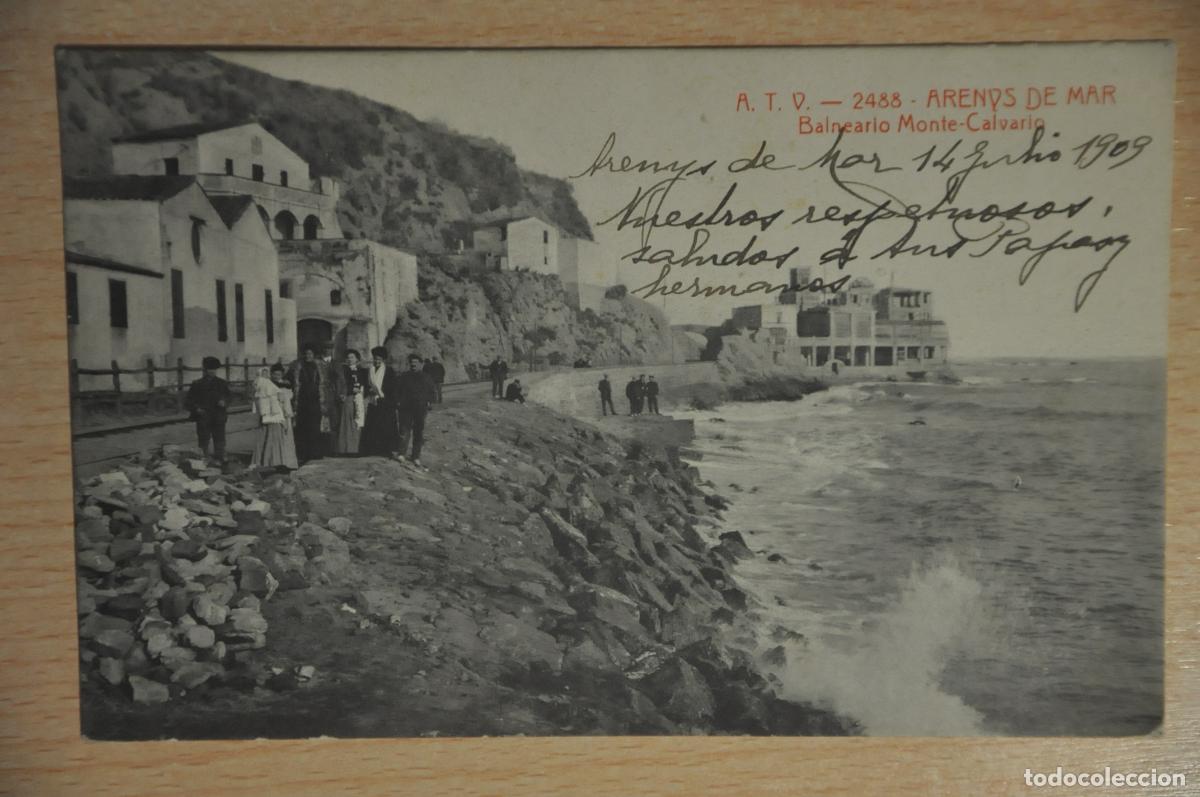 Postales: postal arenys de mar, balneario monte calvario atv 2488