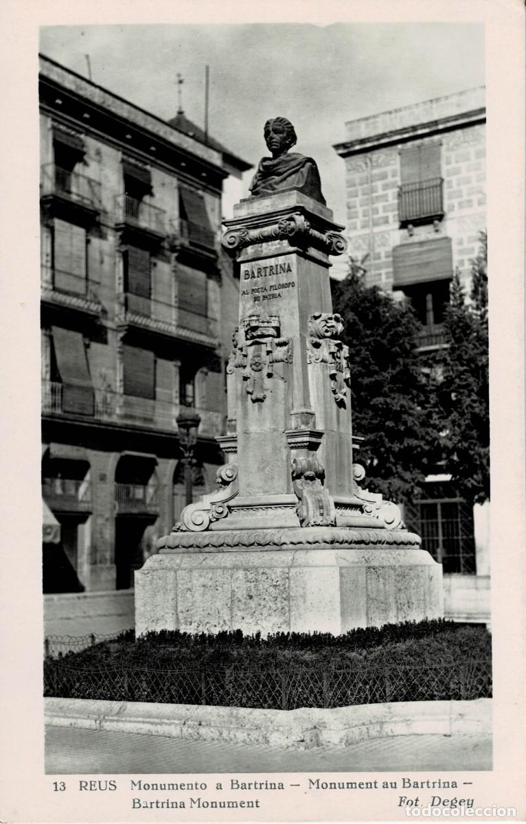 Postales: POSTAL MODERNA DE CATALU&Ntilde;A. REUS. MONUMENTO A BARTRINA. P-CAT-2127