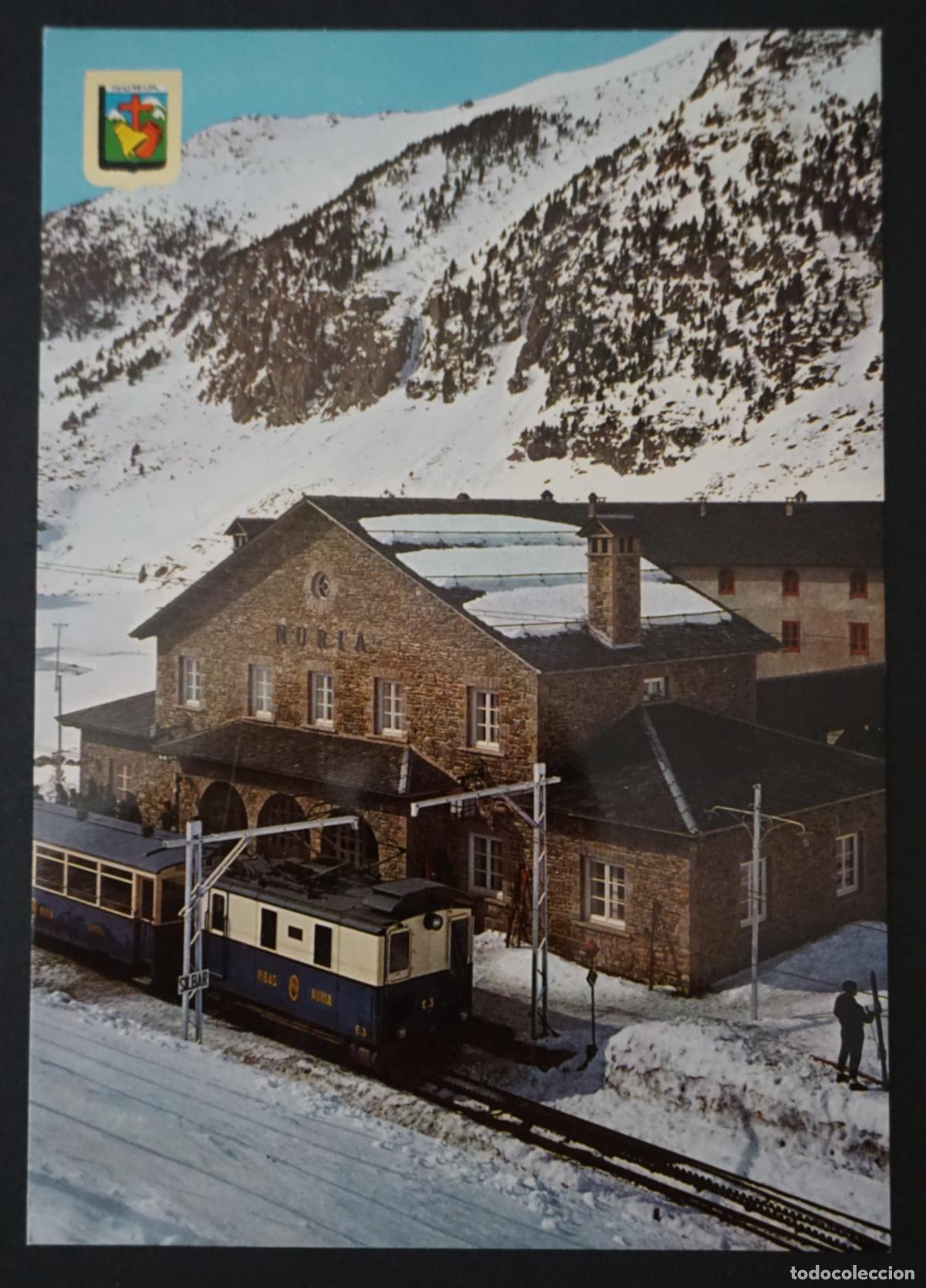 Postales: Nuria, Estaci&oacute;n del Cremallera, postal sin circular editada el a&ntilde;o 1965
