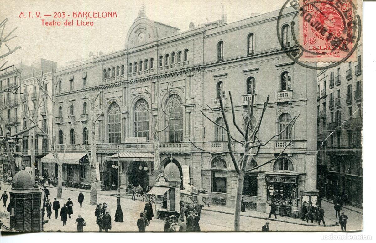 Cartes Postales: BARCELONA- TEATRO DEL LICEO- A T V 203- (VISTA LATERAL)