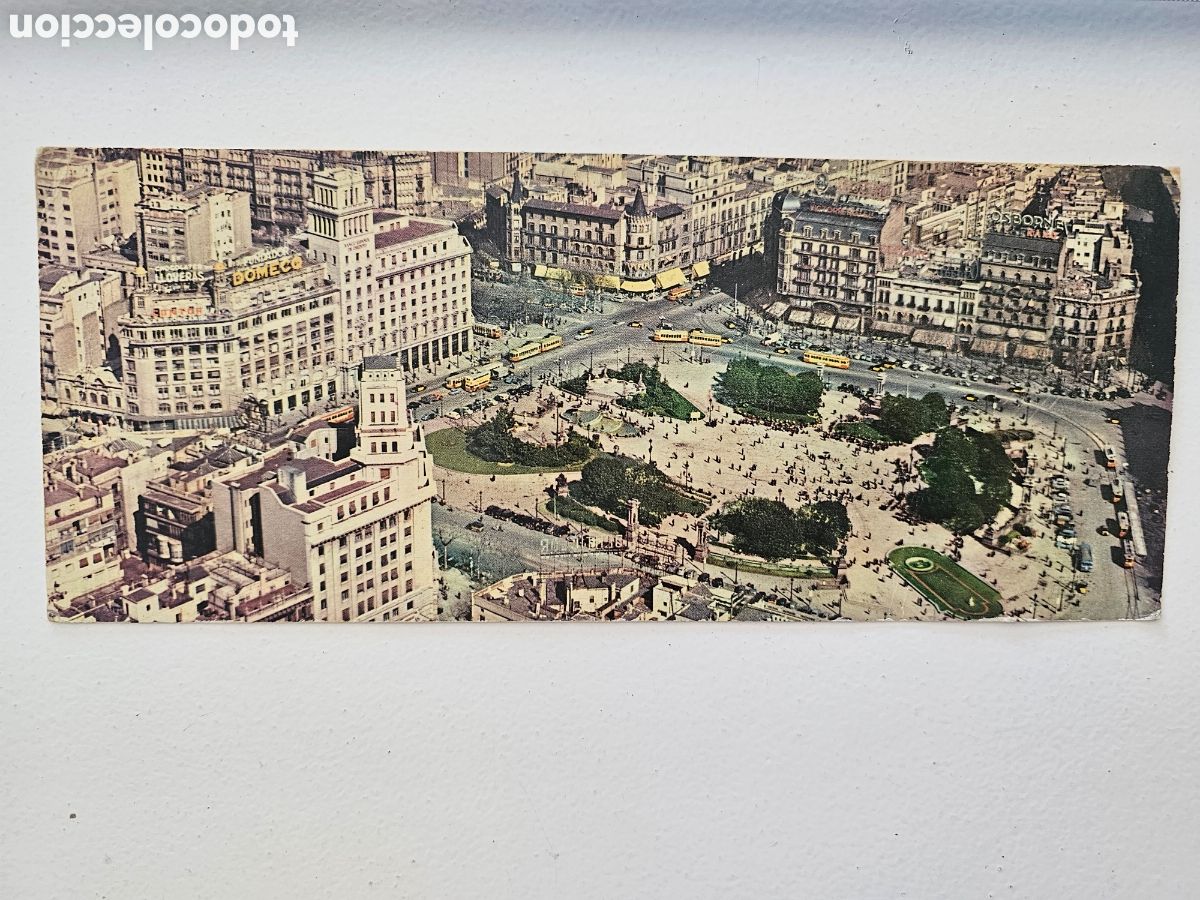 Postkarten: ​Postal Panor&aacute;mica Antigua Barcelona - Vista A&eacute;rea Plaza Catalu&ntilde;a (Fotograf&iacute;as T.A.F.) 1940s 1950s