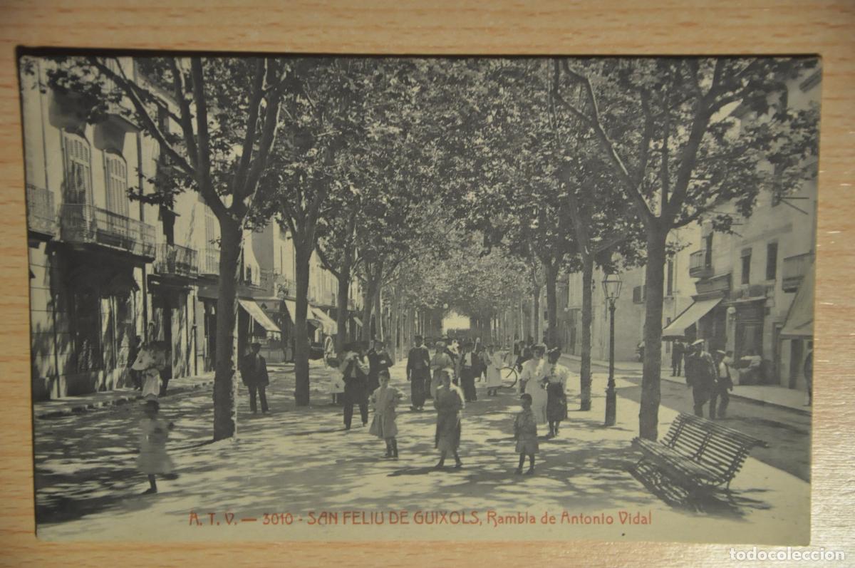 Postales: postal san feliu de guixols, rambla de antonio vidal, atv 3010