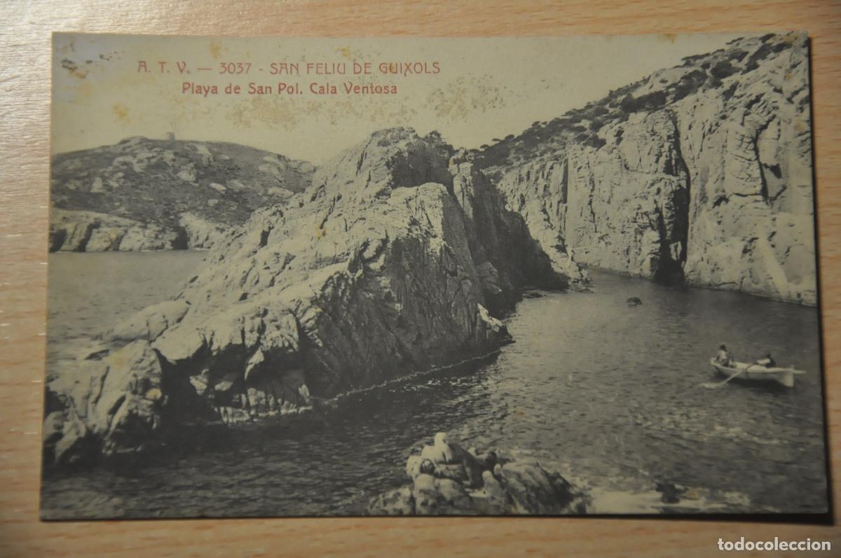 Postales: postal san feliu de guixols, playa de san pol, cala ventosa, atv 3037