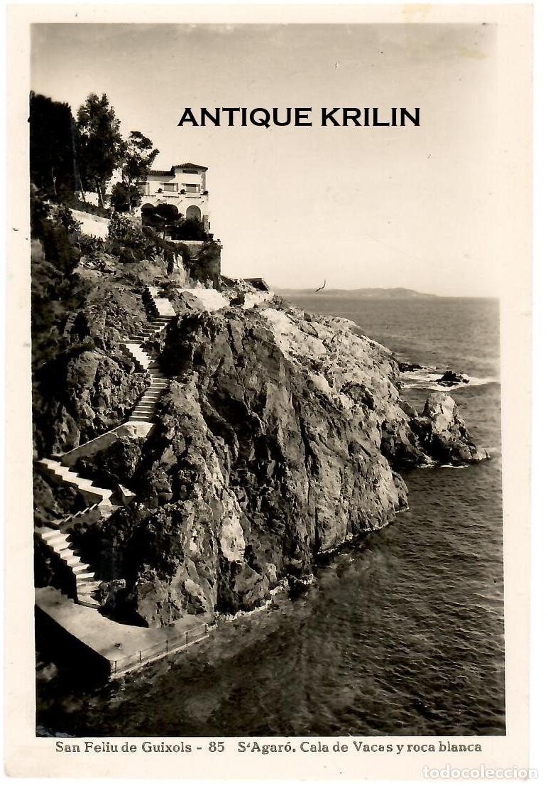 Postales: SAN FELIU DE GUIXOLS N&ordm; 85 S'AGARO , CALA VACAS Y ROCA BLANCA / SIN FRANQUEAR PERO ESCRITA