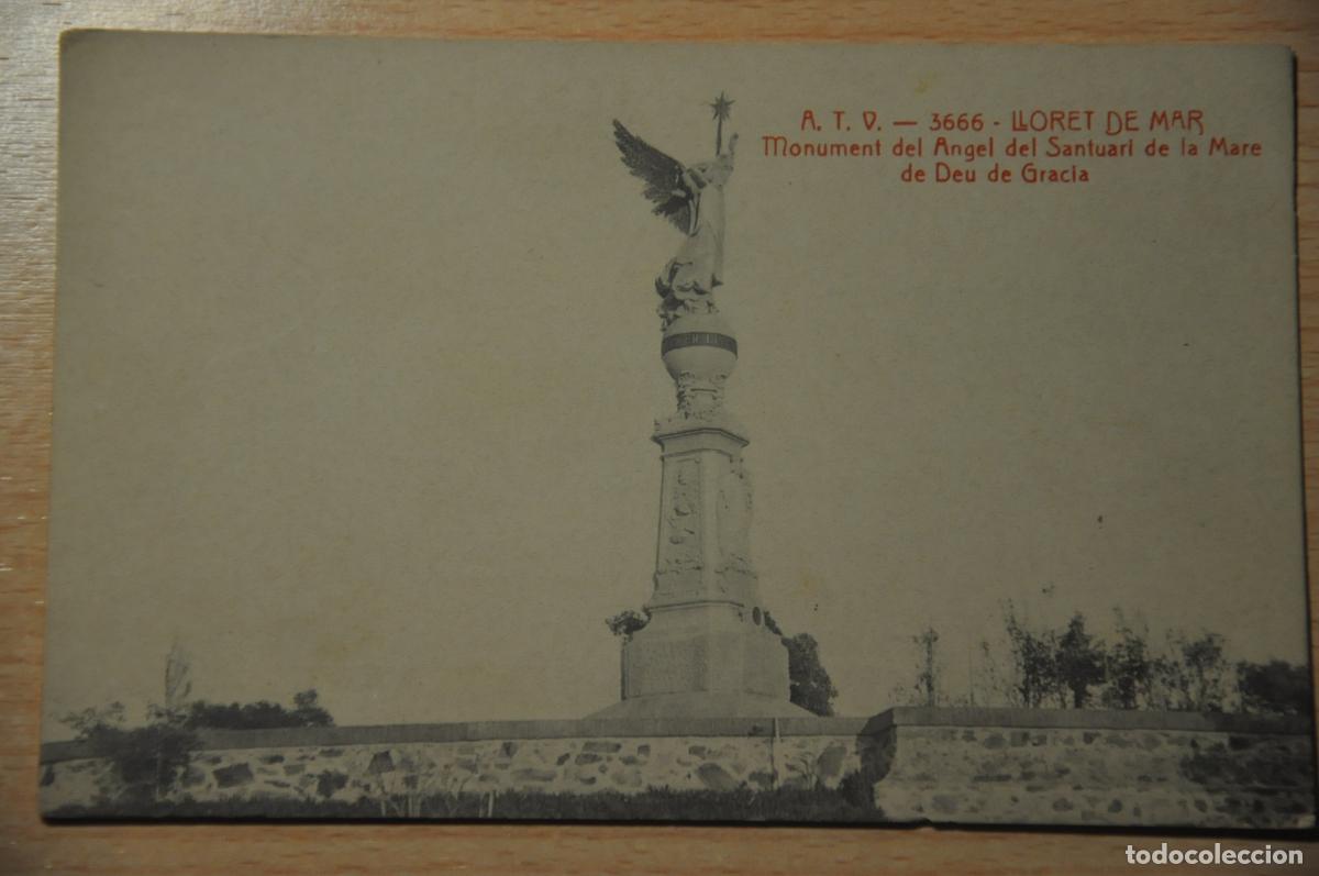 Cartes Postales: postal lloret de mar, monument del angel santuari de la mare de deu de gracia, atv 3666