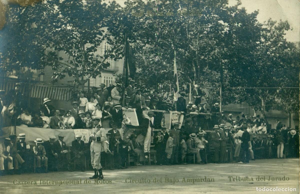 Postales: SAN FELIU DE GUIXOLS. CARRERA INTERNACIONAL DE MOTOS.TRIBUNA DEL JURADO. HACIA 1920. MUY RARA