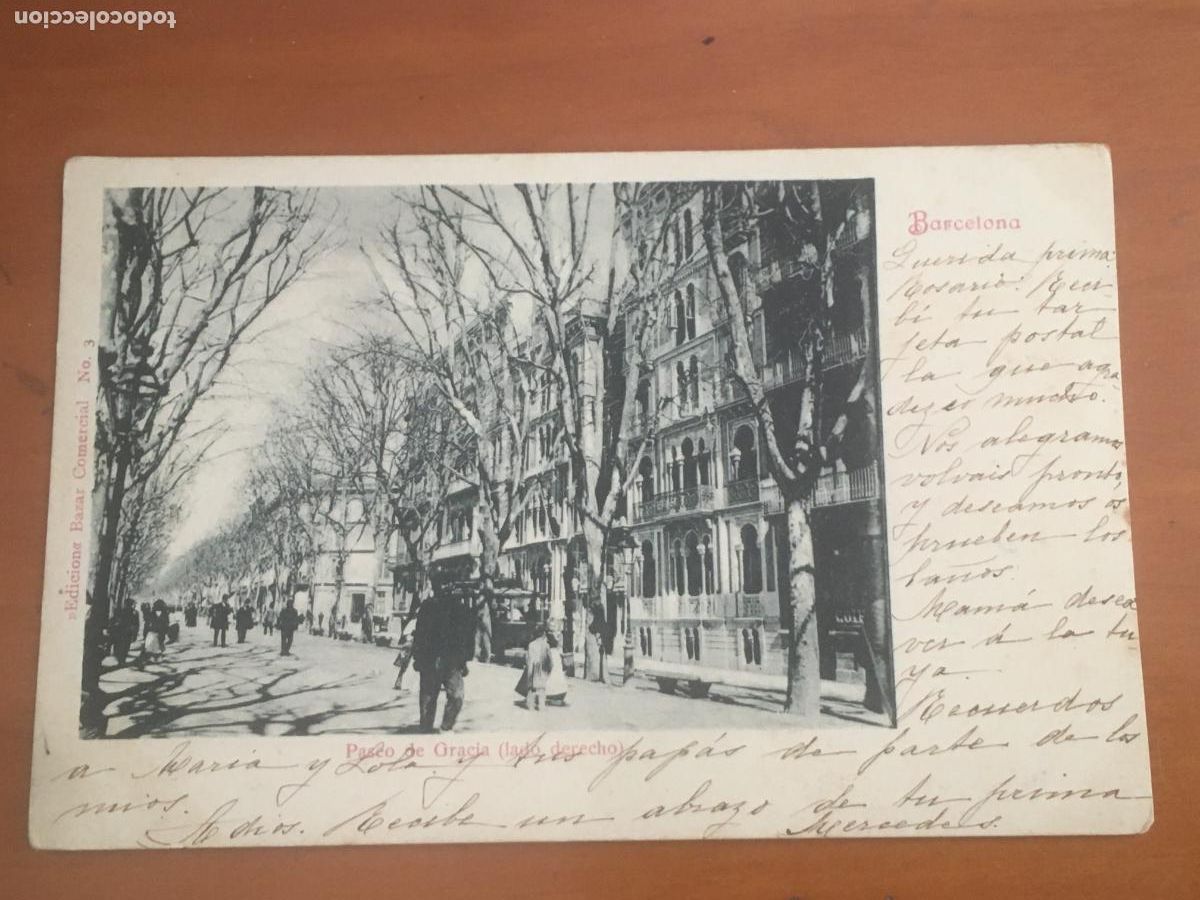 Postales: barcelona paseo de gracia lado derecho postal fototipia original antigua dorso sin dividir