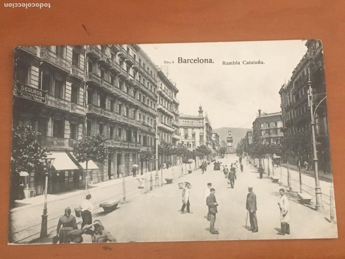 Postales: barcelona rambla catalu&ntilde;a animada postal original antigua