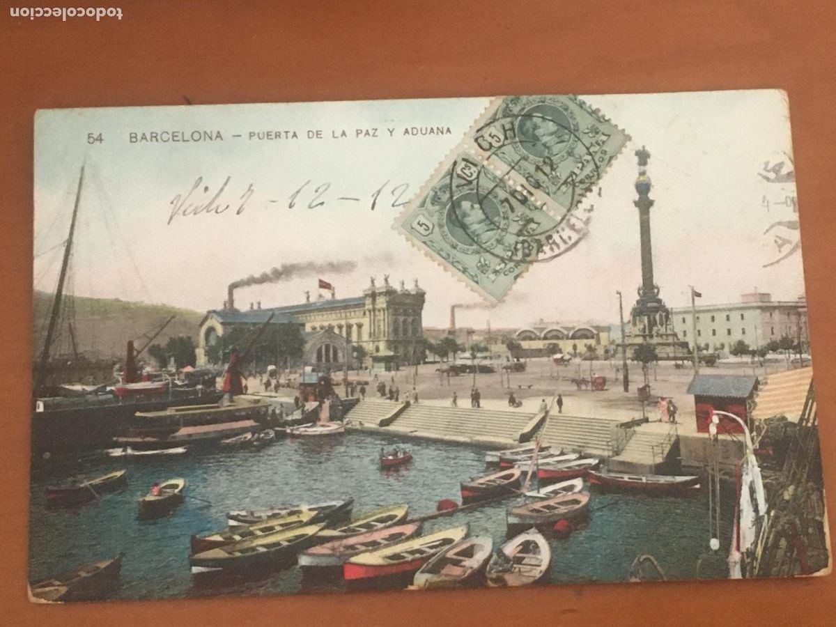 Postales: barcelona puerta de la paz y aduana postal original antigua