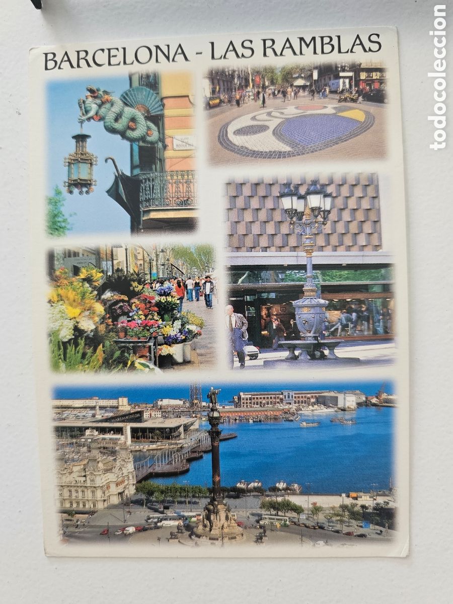 Postales: ​Postal Vintage Barcelona - Las Ramblas (Multivista) - Ediciones Campa&ntilde;&aacute; 1980s 1990s