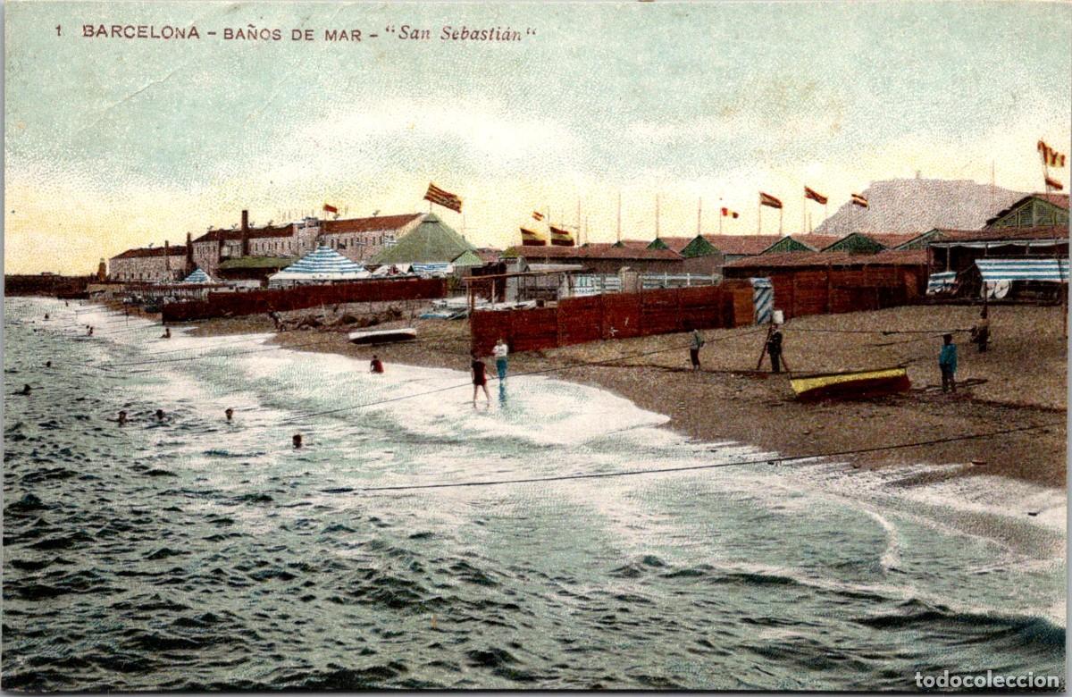 Postales: Barcelona - Ba&ntilde;os de Mar - San Sebasti&aacute;n - Samsot y Miss&egrave; Hs. 1 - Coloreada - 137x88mm