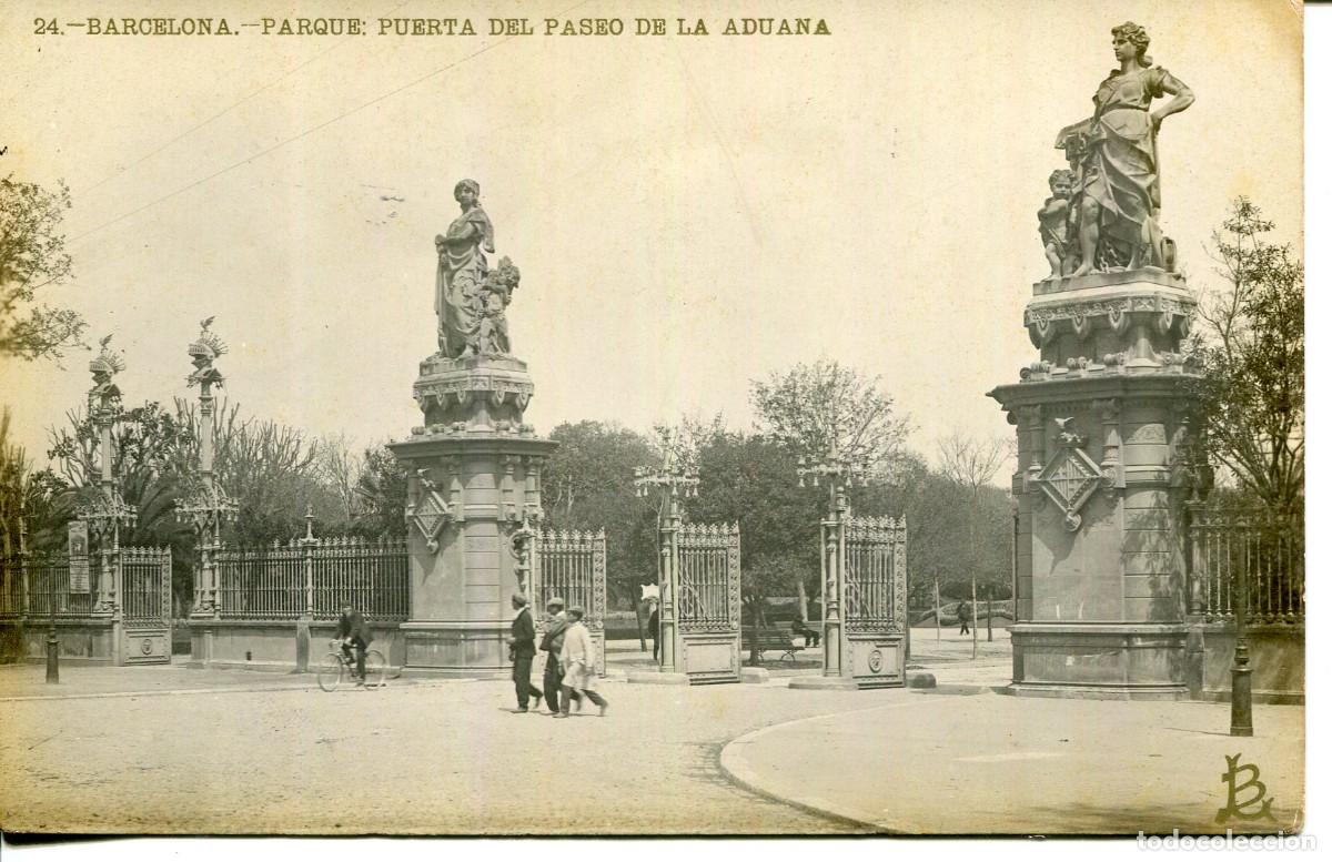 Cartes Postales: BARCELONA-PARQUE PUERTA PASEO ADUANA-FONSERE-GAUDI-SELLOS 1938 EL MASNOU-GUERRA CIVIL-LB N&ordm; 24-
