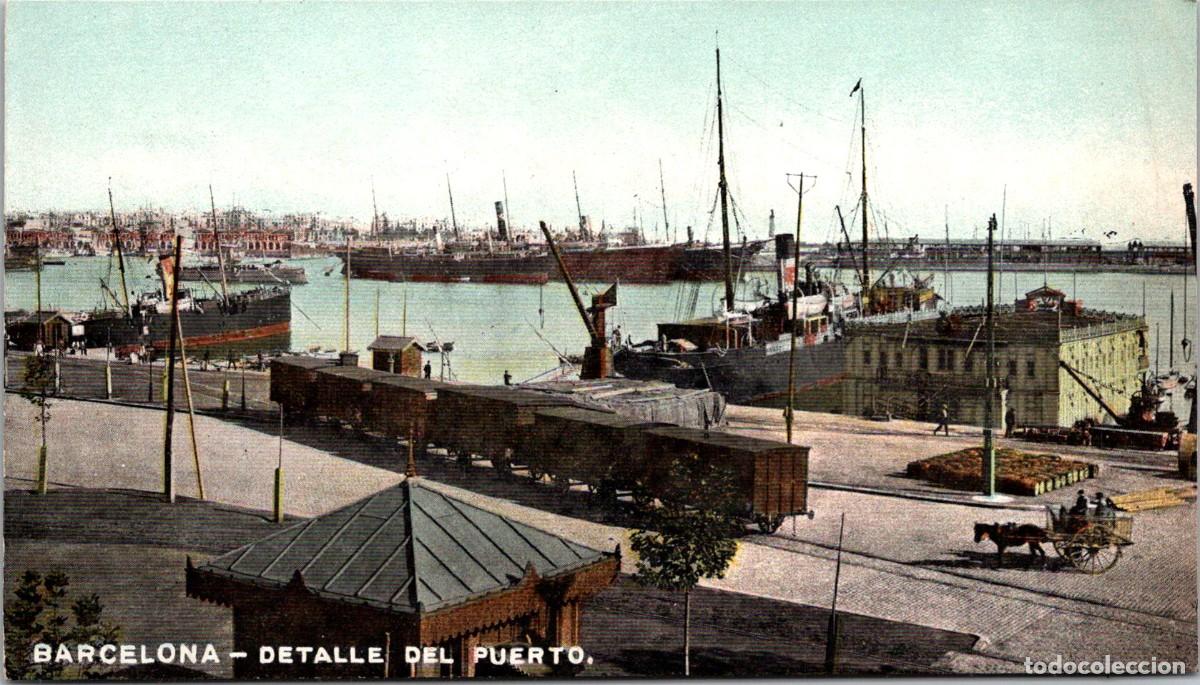 Postcards: Barcelona - Detalle del Puerto - Autocromo Thomas 1010 - Reverso din dividir - 141x80mm