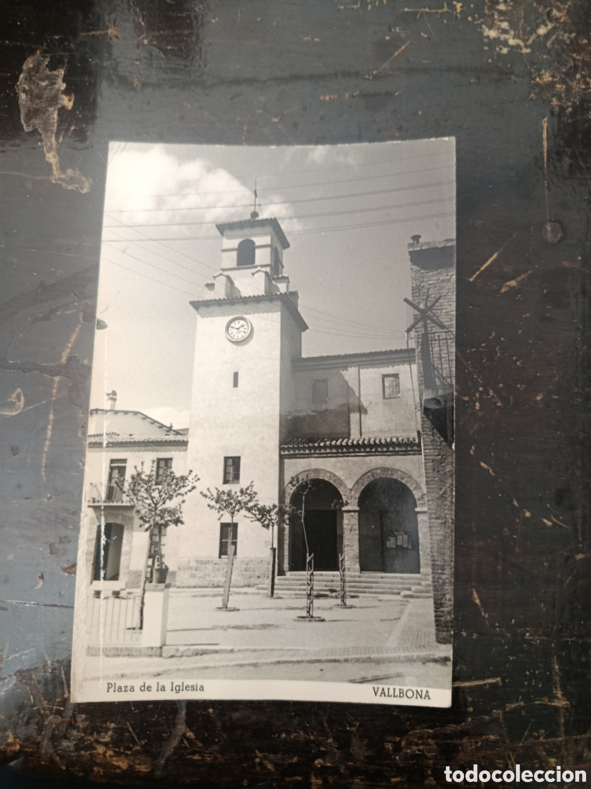 Postales: Postal Vallbona plaza de la iglesia