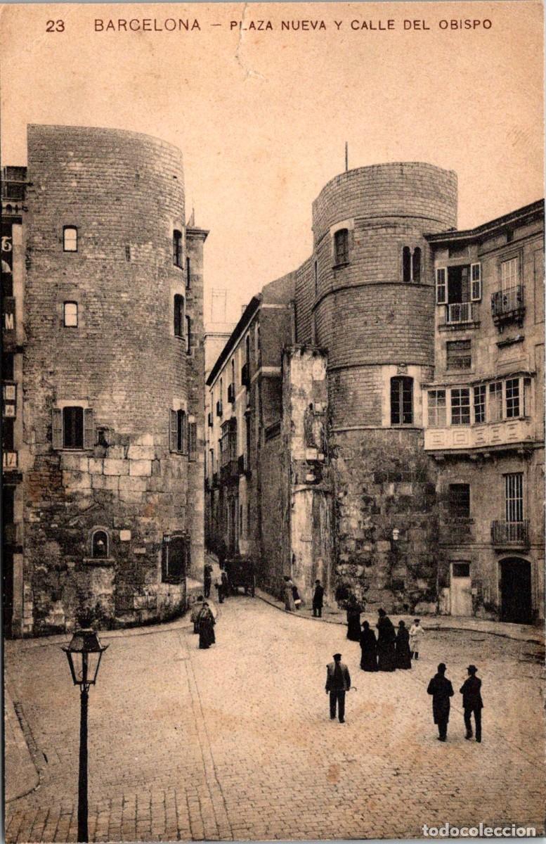 Postales: Barcelona - Plaza Nueva y Calle del Obispo - Samsot y Miss&egrave; Hs. 23 - 136x88mm