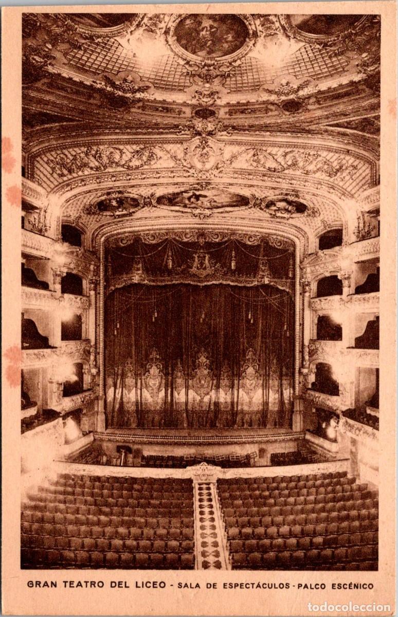 Postales: Barcelona - Gran Teatro del Liceo - Sala de Espect&aacute;culos - Palco Esc&eacute;nico -Mumbr&uacute;- 138x88mm- In&eacute;dita