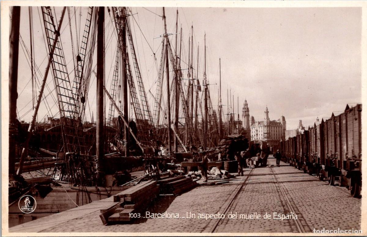 Postales: Barcelona - Un aspecto del Muelle de Espa&ntilde;a - Unique 1003 - 136x87mm