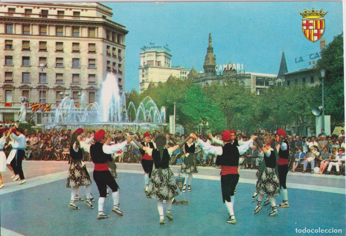 Postales: BARCELONA, PLAZA CATALU&Ntilde;A, DANZAS T&Iacute;PICAS, SARDANAS - U.D.E. N&ordm;18 - ESCRITA 1963