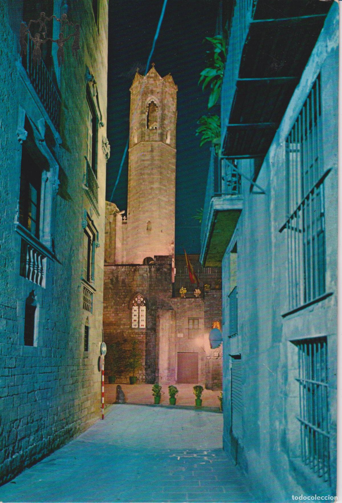 Postales: BARCELONA, BARRI GOTIC DE NOCHE - POSTALES RECUADRO BLANCO - ESCRITA