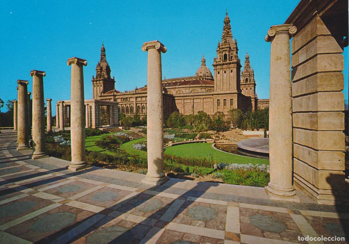 Postales: BARCELONA, PALACIO NACIONAL DESDE EL PALACETE ALB&Eacute;NIZ - CAMPA&Ntilde;A 183 - S/C
