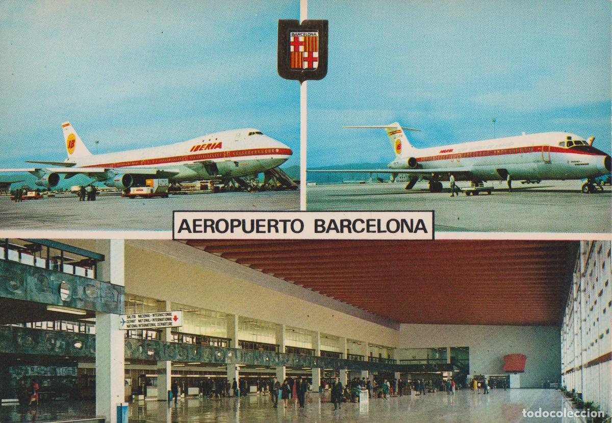 Postales: BARCELONA, AEROPUERTO BARCELONA - ESCUDO DE ORO N&ordm;114 - ESCRITA
