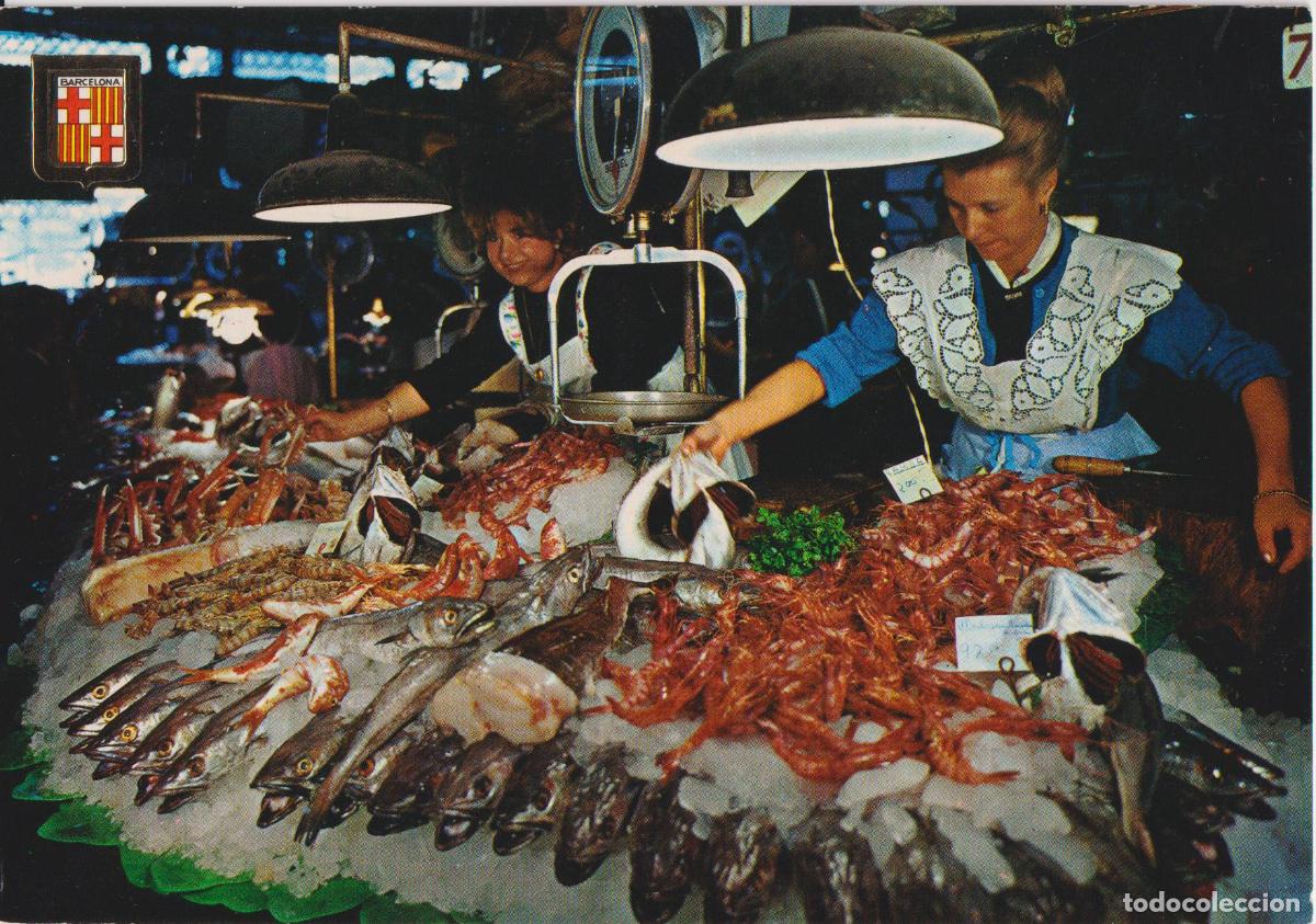 Postales: BARCELONA T&Iacute;PICA, MERCADO DE LA BOQUERIA, PARADA PESCADO - SOBERANAS 1213 - S/C