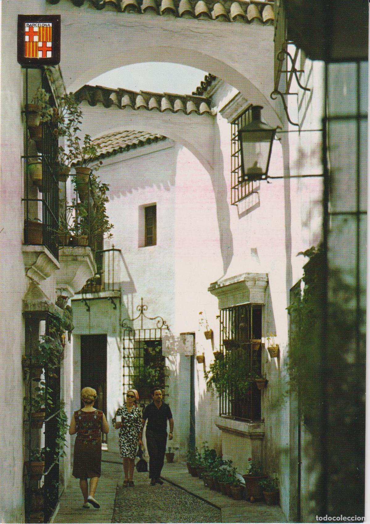 Postales: BARCELONA, PUEBLO ESPA&Ntilde;OL, CALLE T&Iacute;PICA - ESCUDO DE ORO 2823 - ESCRITA 1970