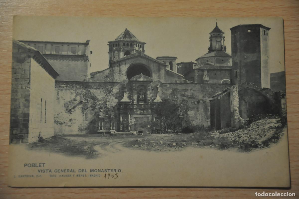 Postales: postal poblet, vista general del monasterio 1052 hauser y menet