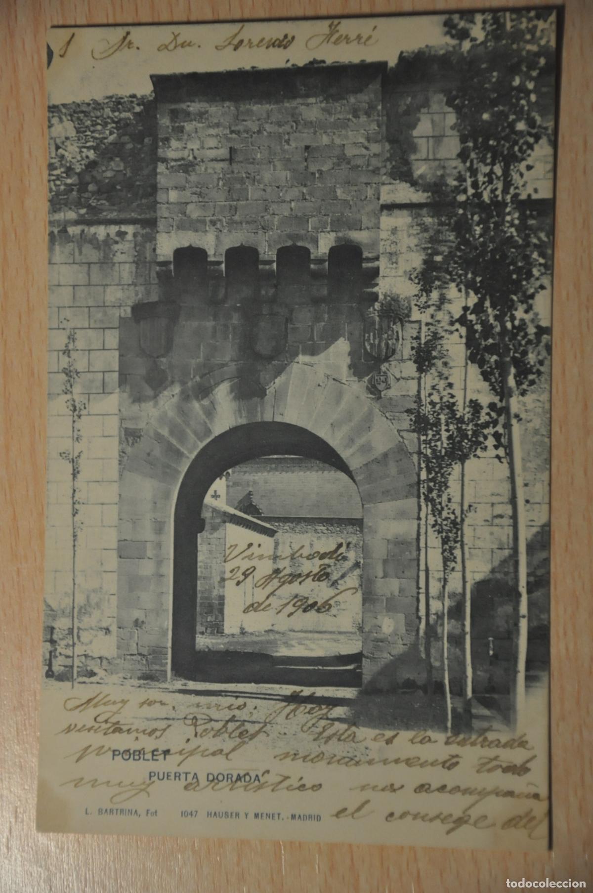 Postales: postal poblet, puerta dorada 1047 hauser y menet