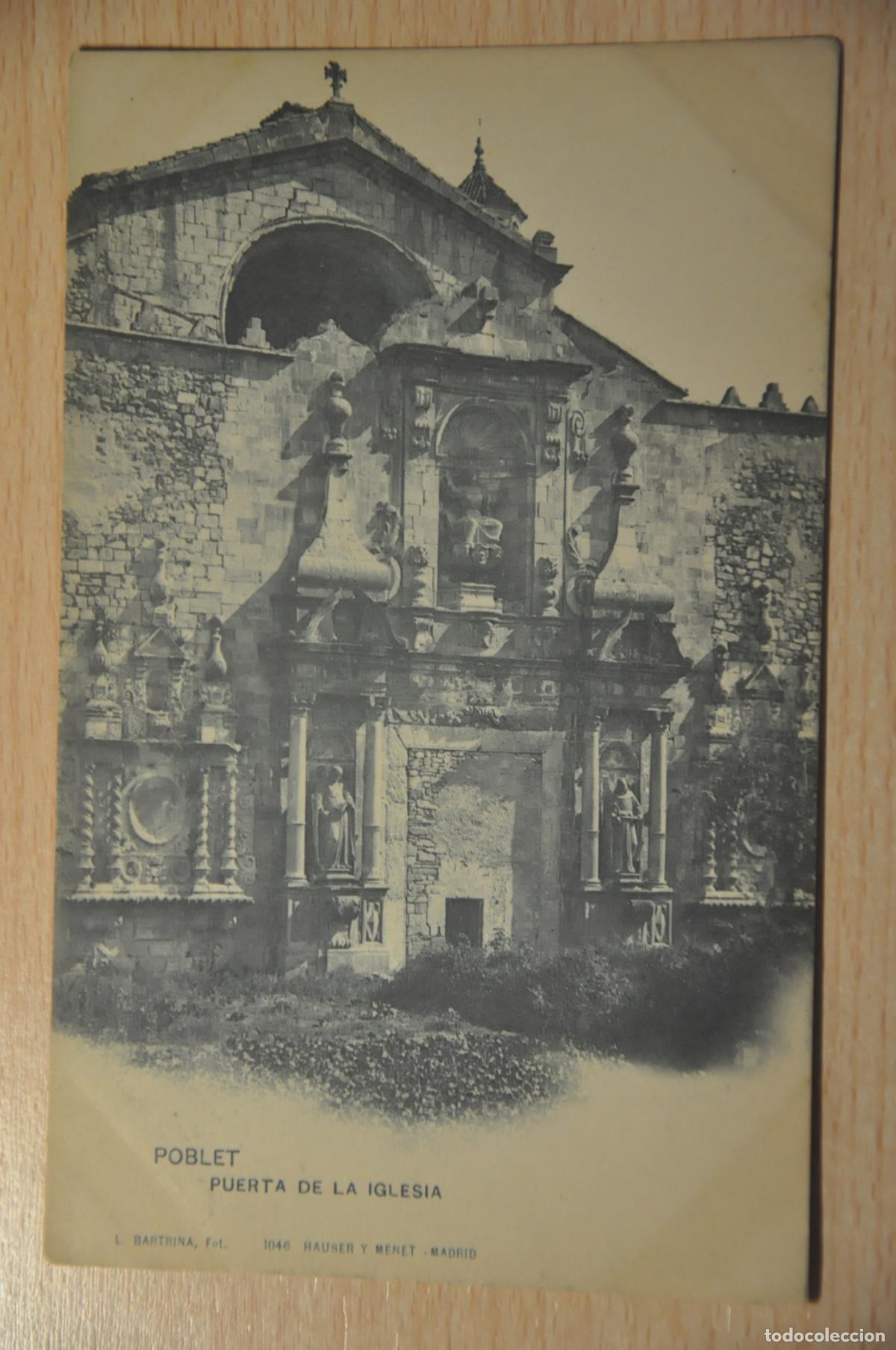 Postales: postal poblet, puerta de la iglesia 1046 hauser y menet