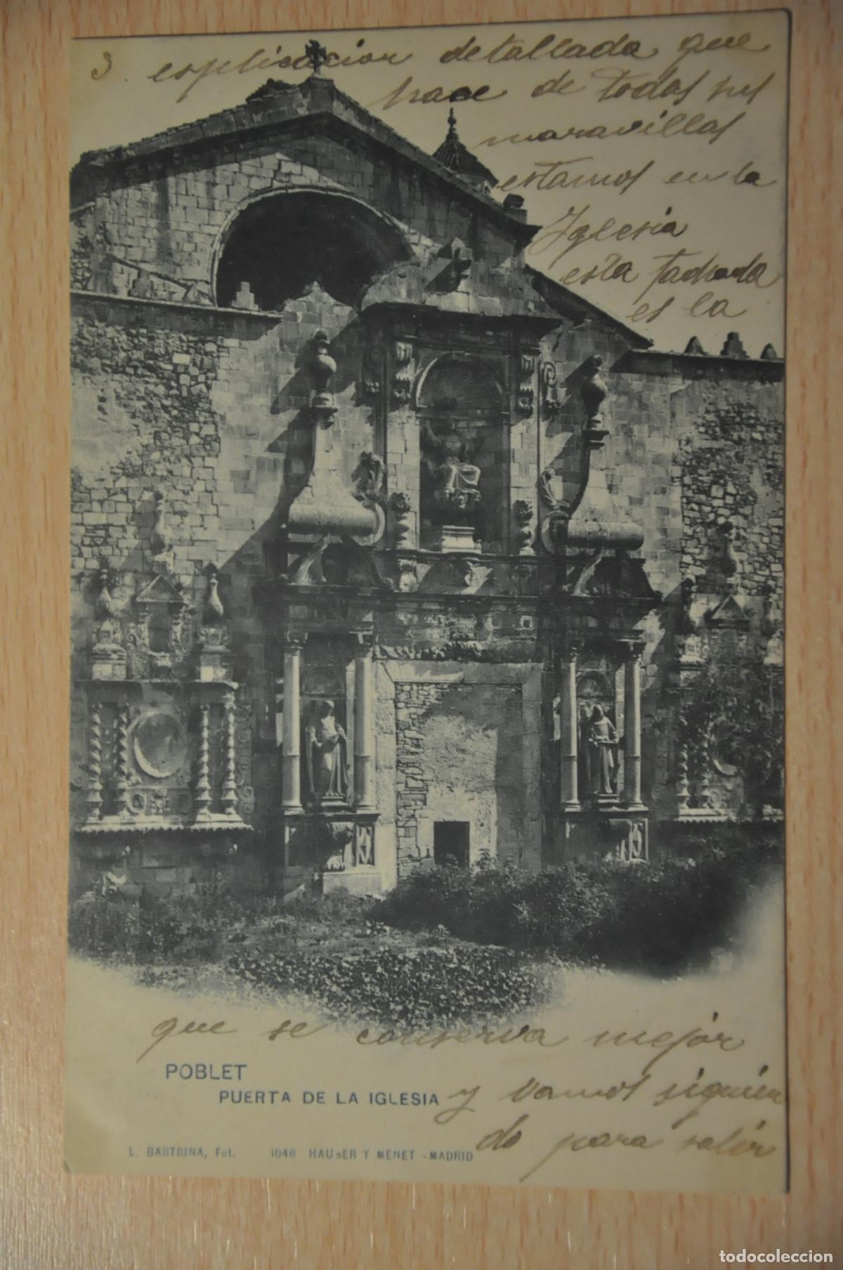 Postales: postal poblet, puerta de la iglesia 1046 hauser y menet