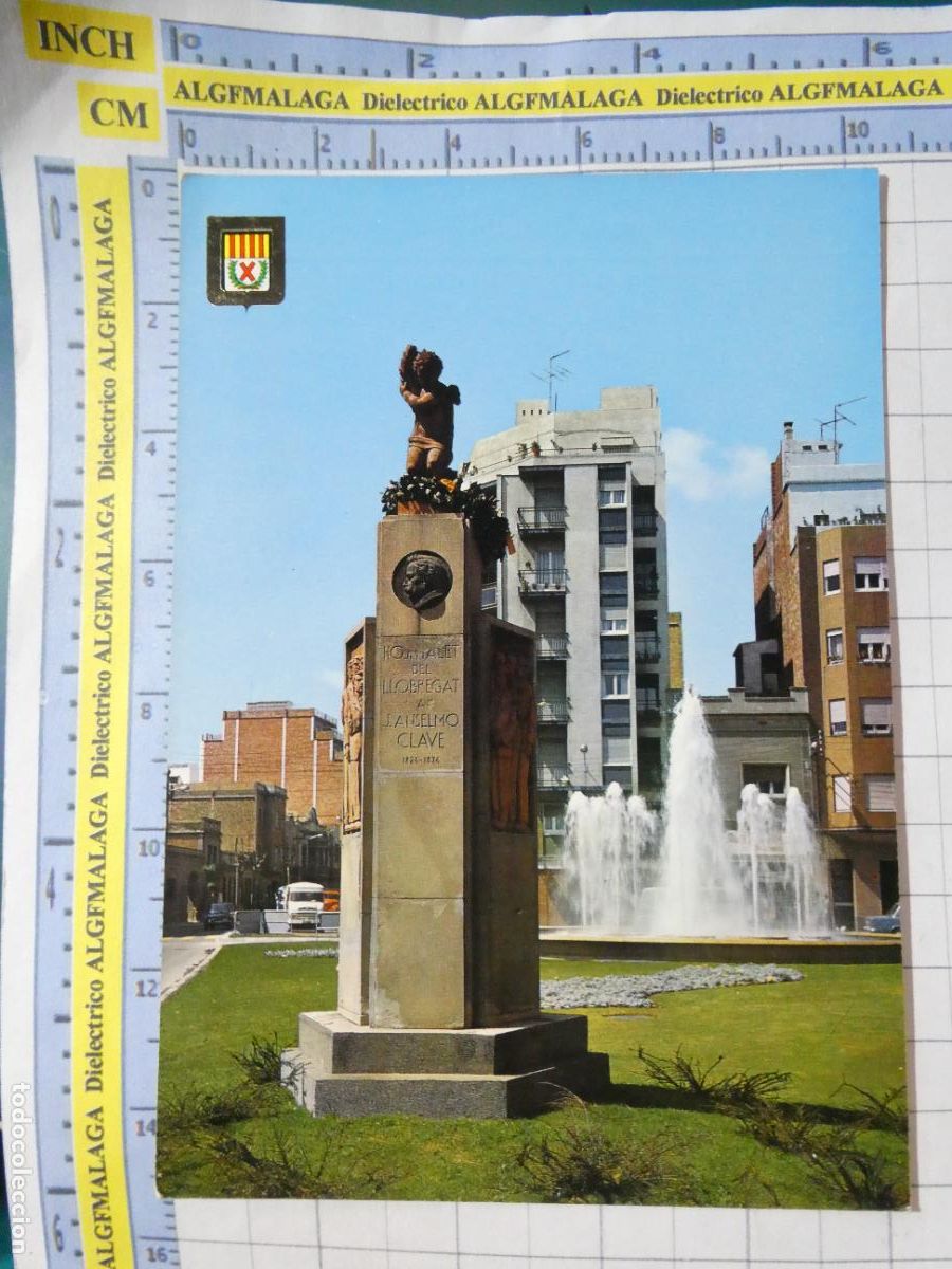 Postales: POSTAL DE BARCELONA. A&Ntilde;O 1970. HOSPITALET MONUMENTO A J. ANSELMO CLAV&Eacute; 5798 ESCUDO ORO. 907
