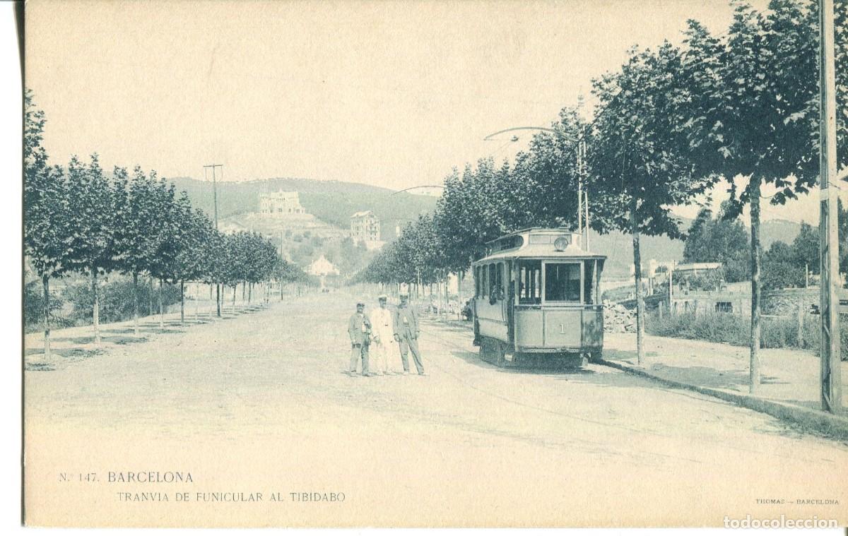 Postales: BARCELONA-AVENIDA DEL TIBIDABO-TRANVIA AZUL- LB BARTRINA N&ordm; 147- A&Ntilde;O 1904-SIN DIVIDIR