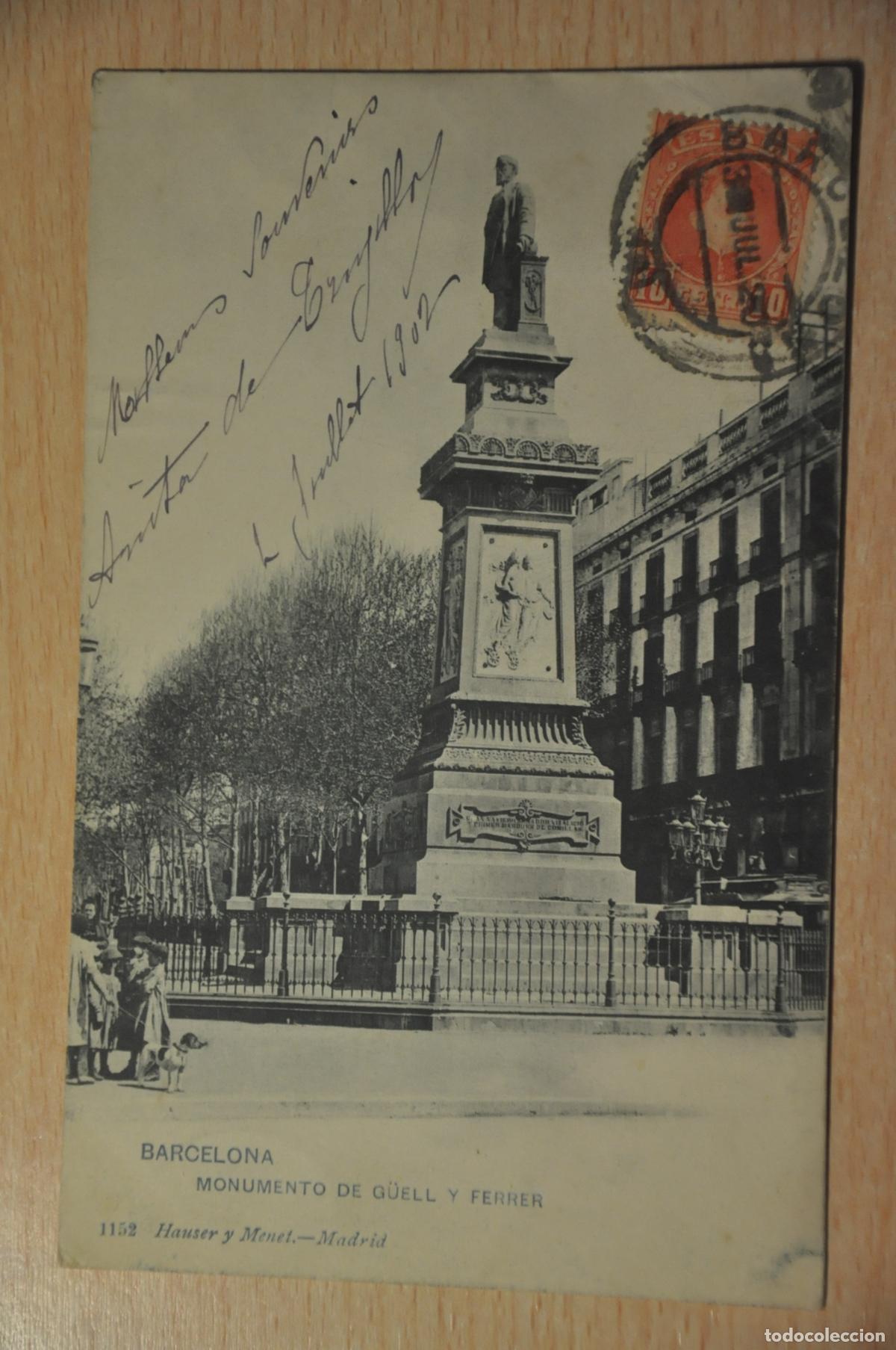 Postales: postal barcelona, monumento de guell y ferrer 1152 hauser y menet