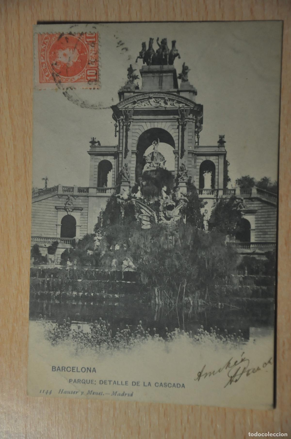 Postales: postal barcelona, parque detalle de la cascada 1144 hauser y menet
