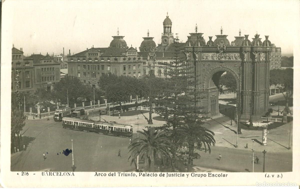 Postais: BARCELONA-ARCO DE TRIUNFO-PALACIO JUSTICIA-GRUPO ESCOLAR- JVB 216