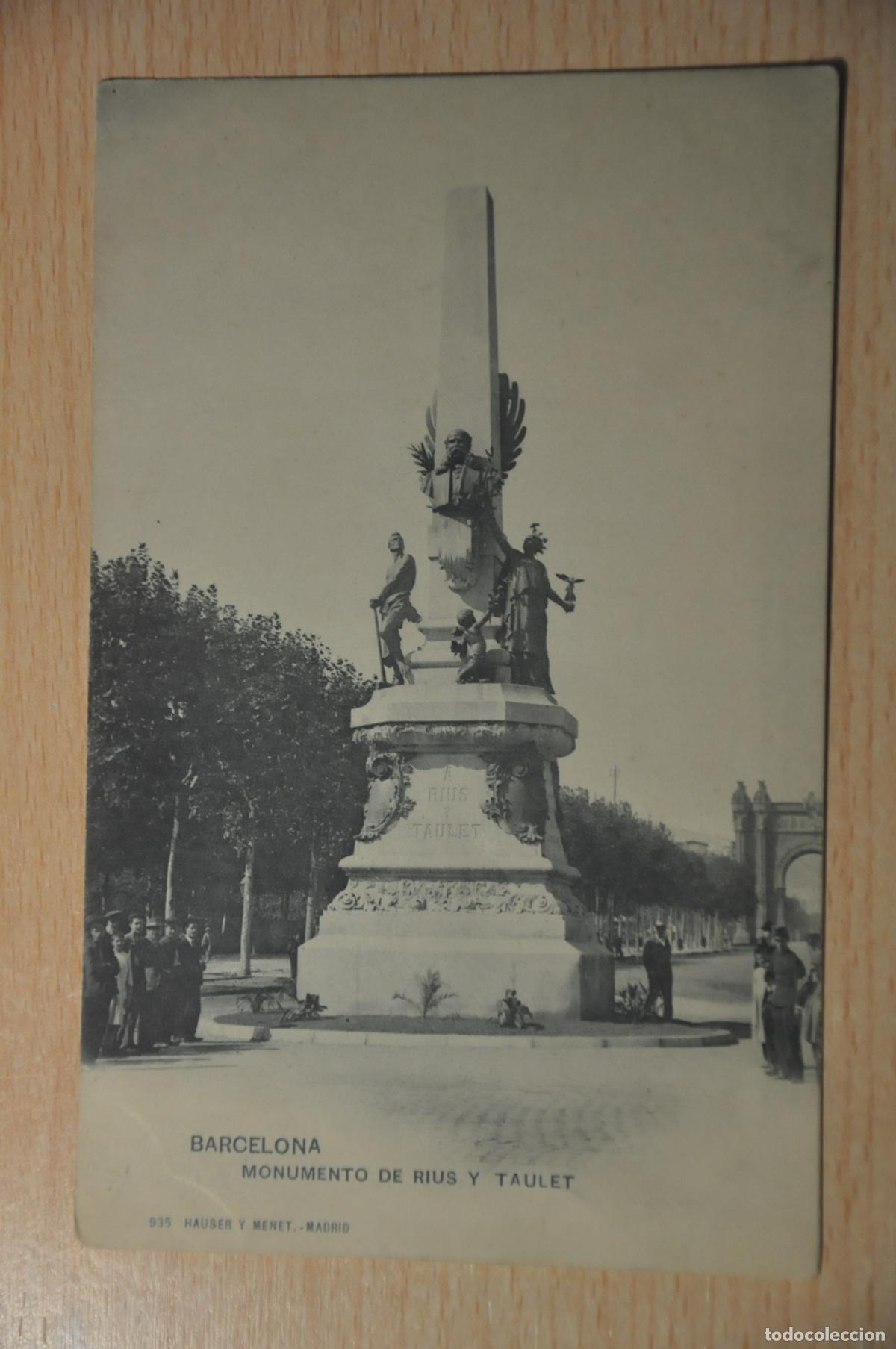 Postales: postal barcelona, monumento de rius y taulet 935 hauser y menet