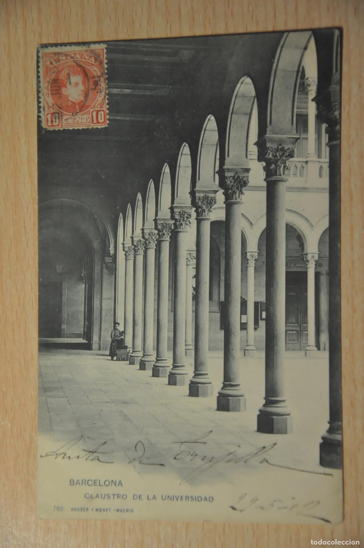 Postales: postal barcelona, claustro de la universidad 760 hauser y menet