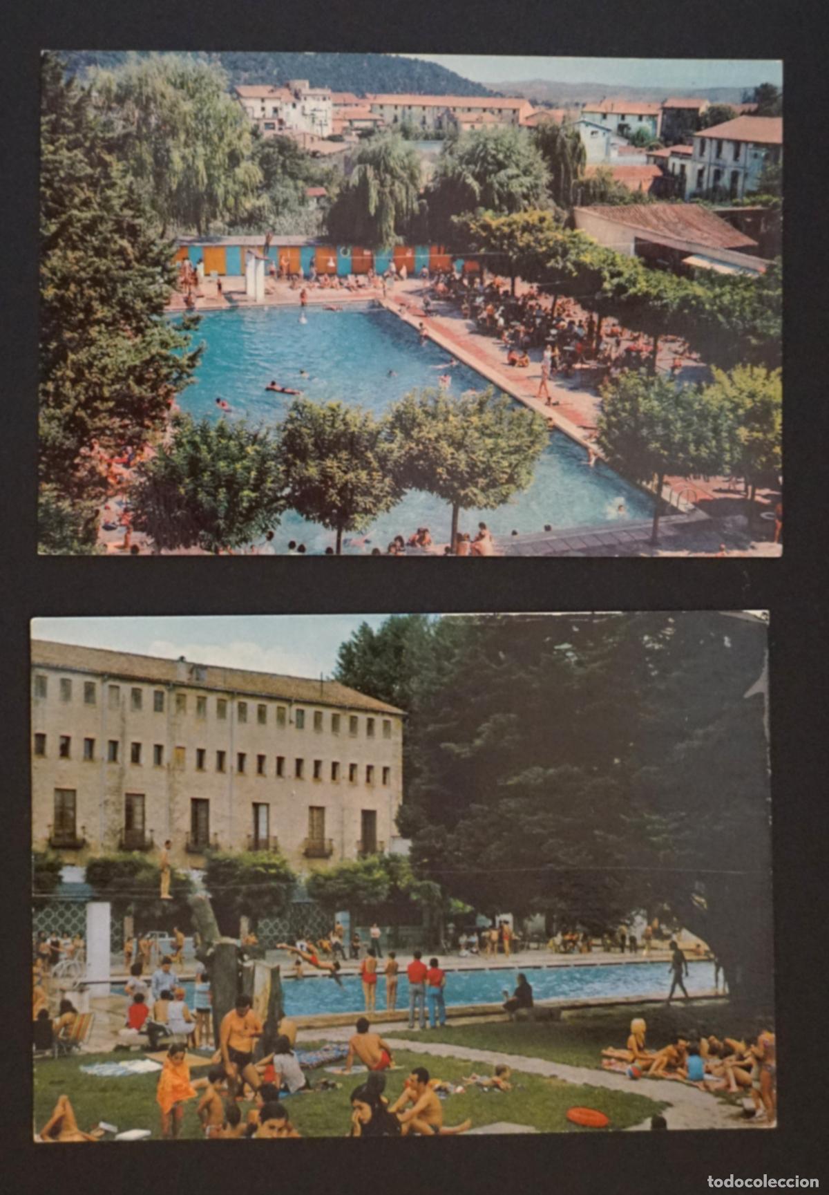 Postales: Capellades (Barcelona), piscina. 2 postales circuladas con sello y matasellos, a&ntilde;os 60 y 70