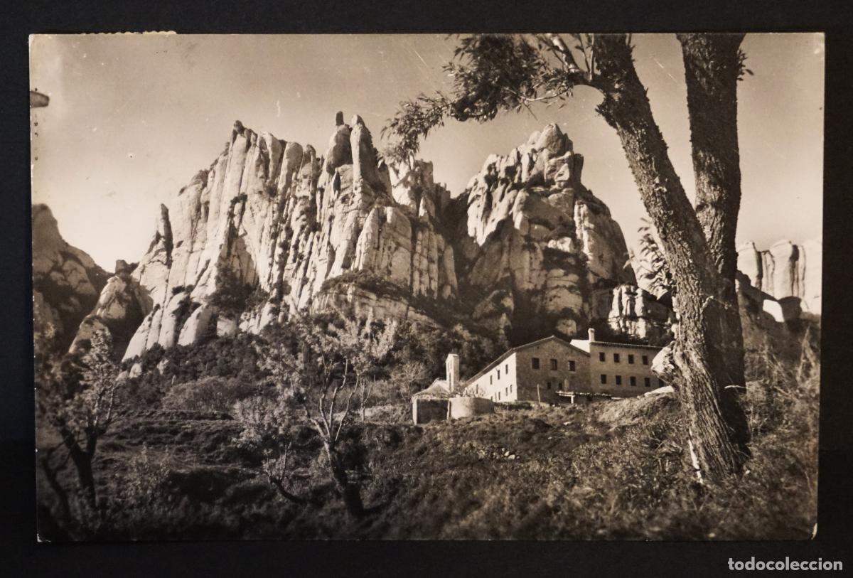 Postais: Montserrat, Monasterio de Santa Cecilia, postal circulada en el a&ntilde;o 1958 con sello y matasellos